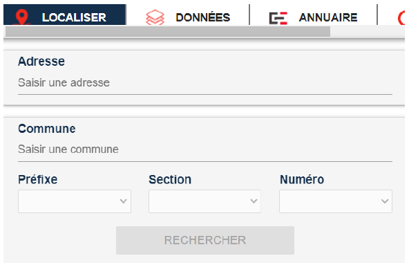 rechercher votre propriété soit par l’adresse postale, soit par soit par la référence cadastrale si vous la connaissez